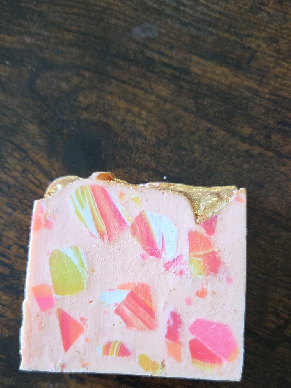 Handmade Pink Confetti Soap Bar with Gold Accent - Citrus Berry
